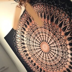 black and rose gold mandala wall tapestry